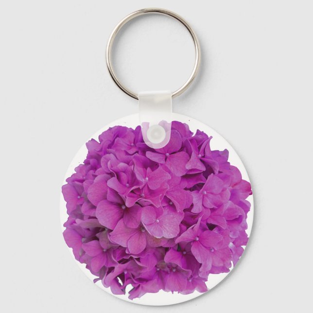 Raspberry pink hydrangeas pink magenta flowers  key ring (Front)