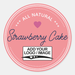 Raspberry Pink Jar Lid Labels Handwritten Logo