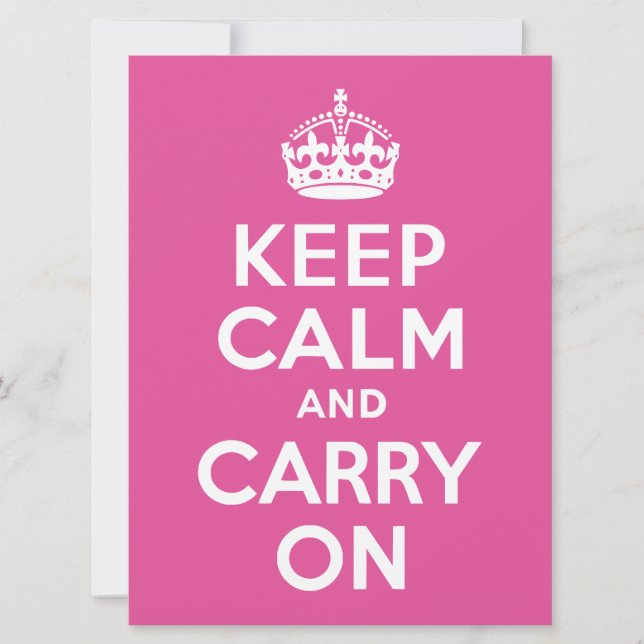 Raspberry Pink Keep Calm and Carry On (Front)