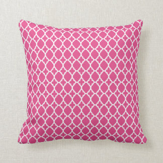 Raspberry Pink Moroccan Tile Front/Solid Back Cushion