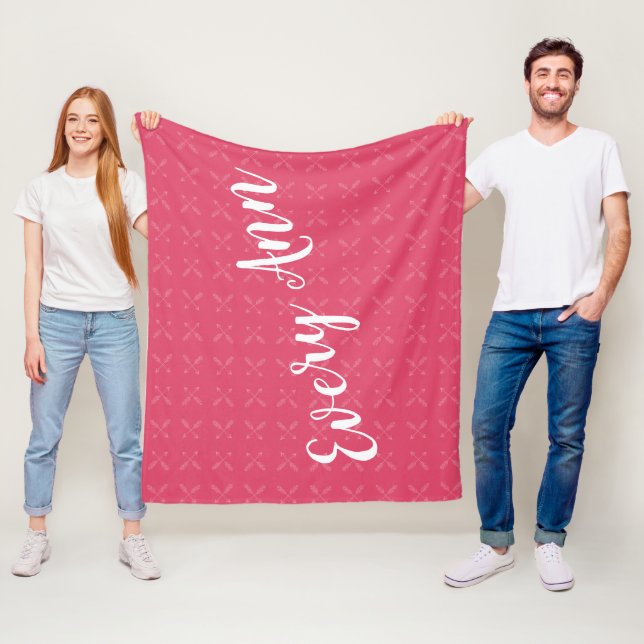 Raspberry Pink or Any Custom Colour Baby Girls Nam Fleece Blanket (In Situ)