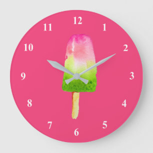 Raspberry pink popsicle Summer Large Clock