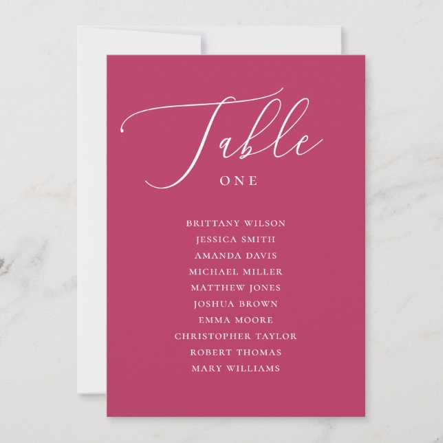 Raspberry Pink Romantic Wedding Seating Chart Invitation (Front)