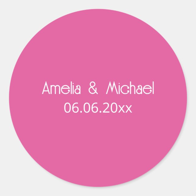 Raspberry Pink Save The Date Classic Round Sticker (Front)