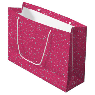 Raspberry Pink Speckled Pastel Splatter Paint Dots Large Gift Bag