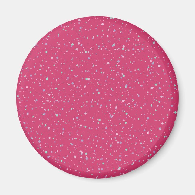 Raspberry Pink Speckled Pastel Splatter Paint Dots Magnet (Front)