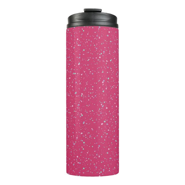 Raspberry Pink Speckled Pastel Splatter Paint Dots Thermal Tumbler (Front)