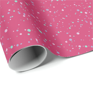 Raspberry Pink Speckled Pastel Splatter Paint Dots Wrapping Paper