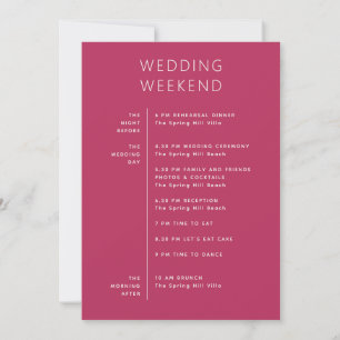 Raspberry Pink Wedding Weekend Itinerary + Welcome Invitation