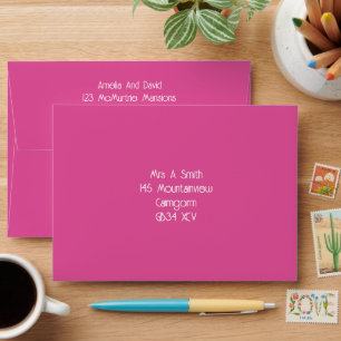 Raspberry Pink & White Modern Wedding Envelope