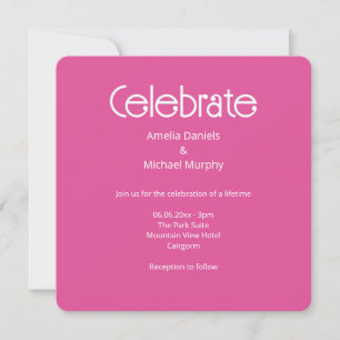 Raspberry Pink & White Modern Wedding Invitation