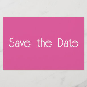 Raspberry Pink White Save the date Card