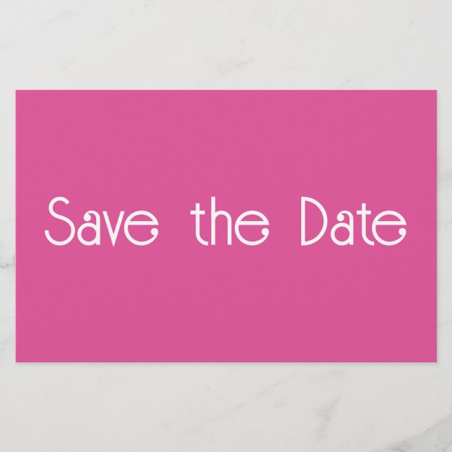 Raspberry Pink White Save the date Card (Front)