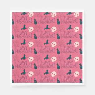 Raspberry Pink witches Happy Halloween Napkin
