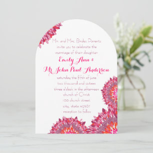 Raspberry Plum Coral Pink Floral Wedding Invitation