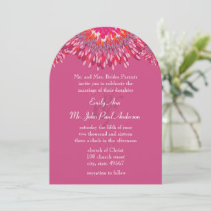 Raspberry Plum Coral Pink Floral Wedding Invitation
