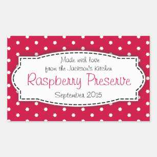 Raspberry preserve or jam jar food label sticker