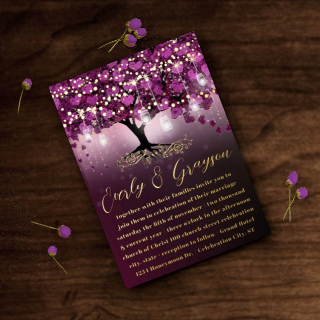 Raspberry Purple Heart Leaf Tree Gold Wedding  (Creator Uploaded)