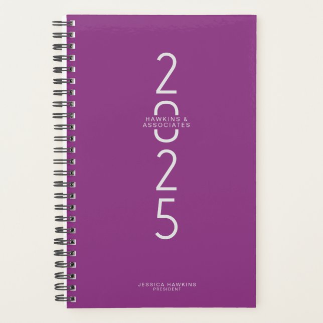 Raspberry Purple Vertical Modern Year Weekly Planner (Front)
