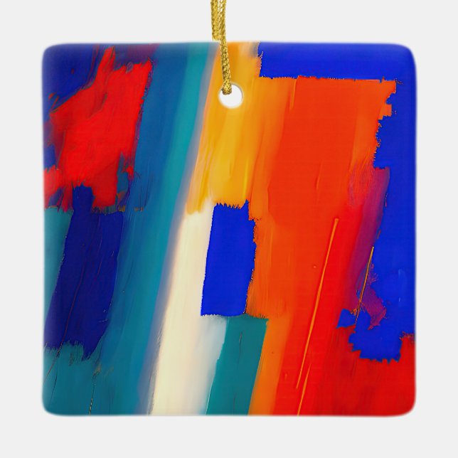 "Raspberry Rhapsody" Abstract Art Ceramic Ornament (Front)