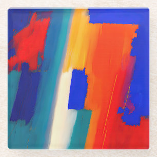 "Raspberry Rhapsody" Abstract Art Glass Coaster