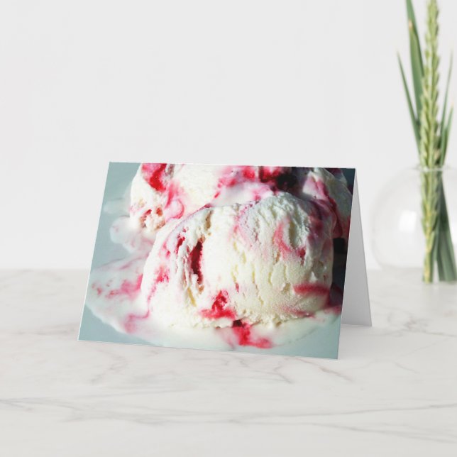 Raspberry ripple ice cream holiday card (Front)