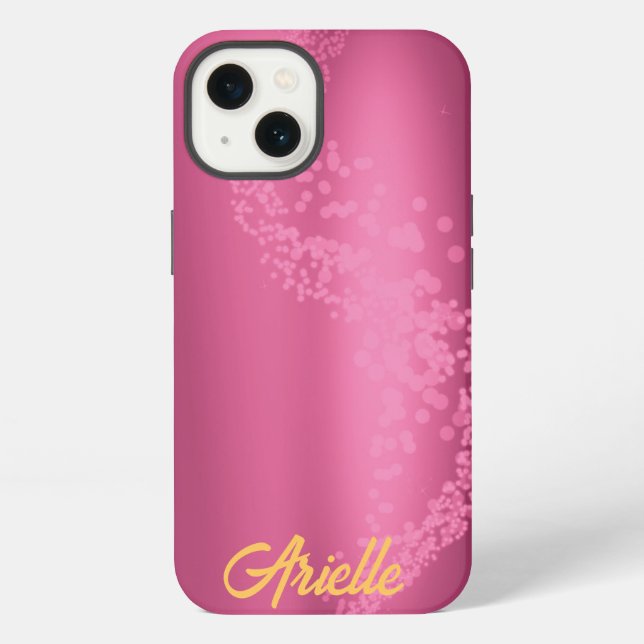 Raspberry Rose Gradient Bokeh Wave iPhone Case (Back)