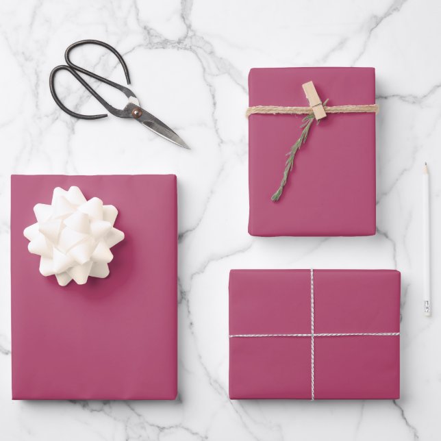 Raspberry Rose Solid Colour Wrapping Paper Sheet (Front)