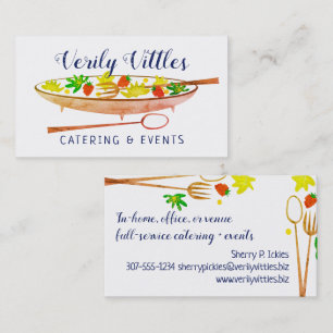 Raspberry salad bowl chef catering business card