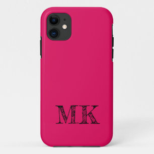 Raspberry Solid Colour   Modern Minimal Initial  iPhone 11 Case