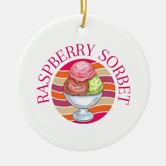 Raspberry Sorbet Ceramic Tree Decoration (Front)