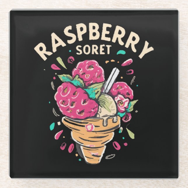 Raspberry Sorbet Glass Coaster (Front)