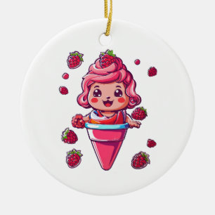 Raspberry sorbet Kawaii Ceramic Tree Decoration
