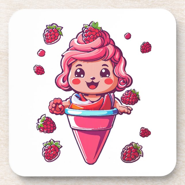 Raspberry sorbet Kawaii Coaster (Front)