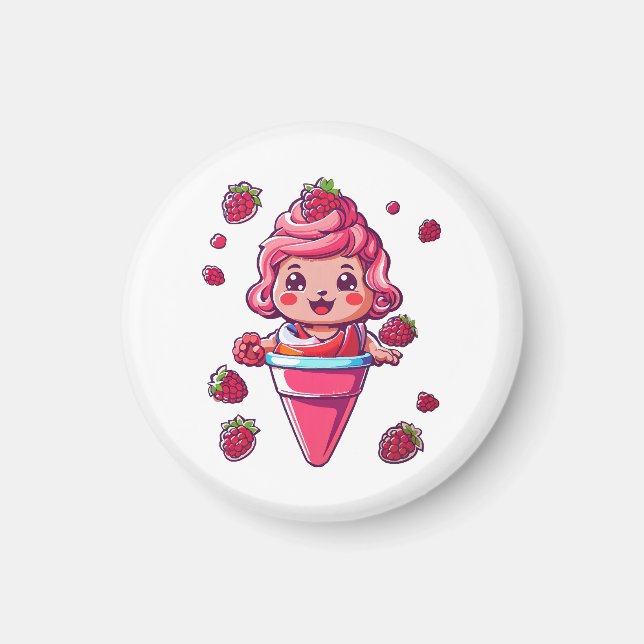 Raspberry sorbet Kawaii Magnet (Front)