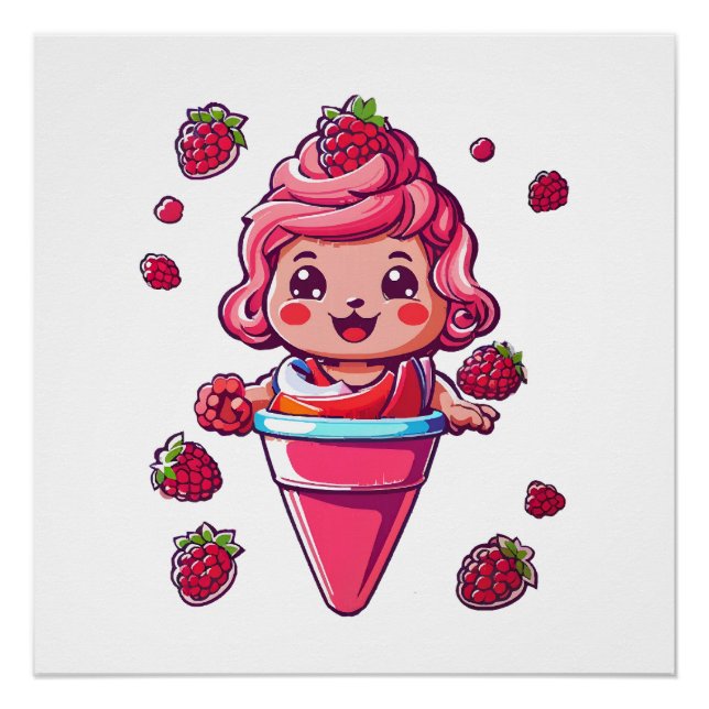 Raspberry sorbet Kawaii Poster (Front)