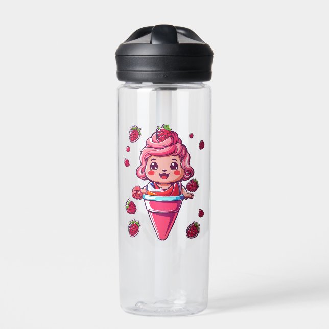 Raspberry sorbet Kawaii Water Bottle (Front)