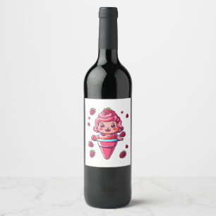Raspberry sorbet Kawaii Wine Label
