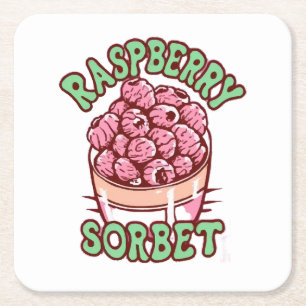 Raspberry Sorbet Square Paper Coaster
