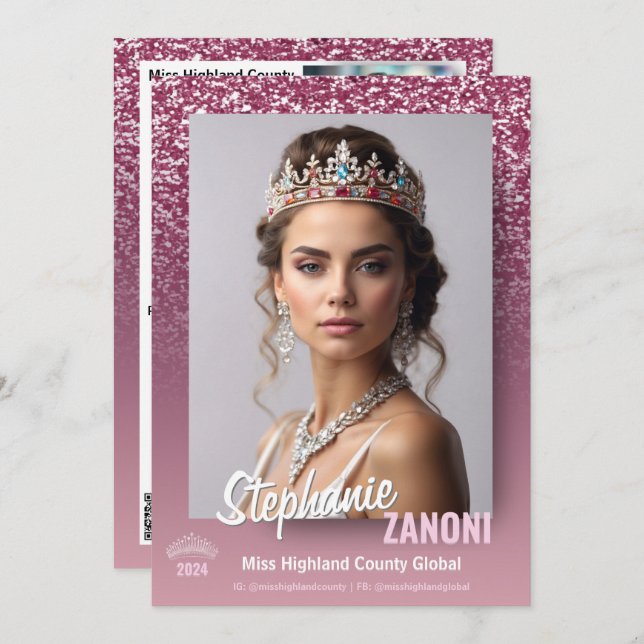 Raspberry Sparkle Pageant Autograph Card | QR Code (Front/Back)