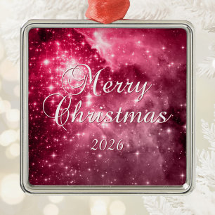 Raspberry Stars Merry Christmas Metal Tree Decoration