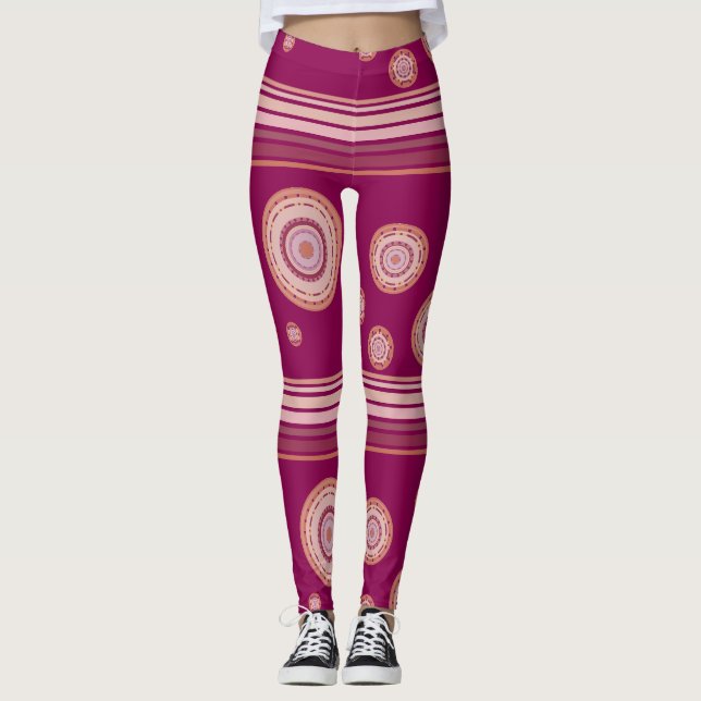 Raspberry Stripe Leggings (Front)