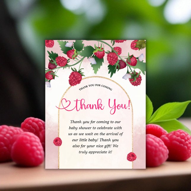Raspberry Sweet Watercolor Girl Baby Shower Thank You Card (Raspberry Sweet Watercolor Girl Baby Shower Thank You Card)