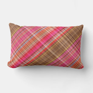 Raspberry Tartan Plaid Lumbar Pillow