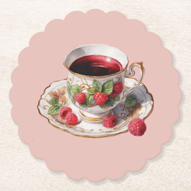 Raspberry Teacup Coaster (Front)