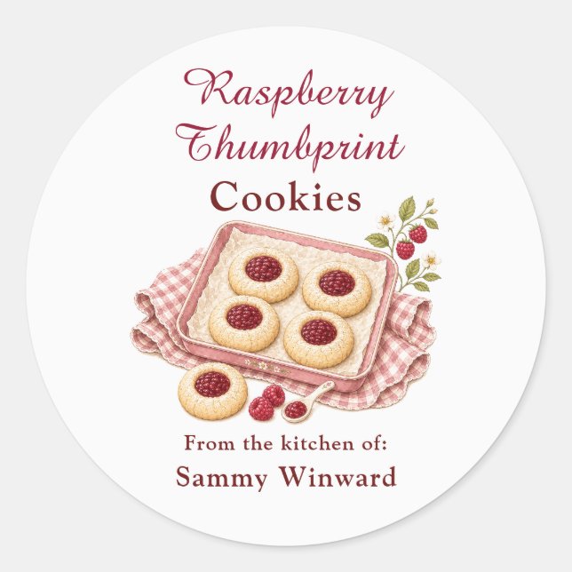 Raspberry Thumbprint Cookie Gift Label (Front)