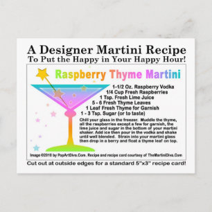 Raspberry Thyme Martini Recipe Postcard