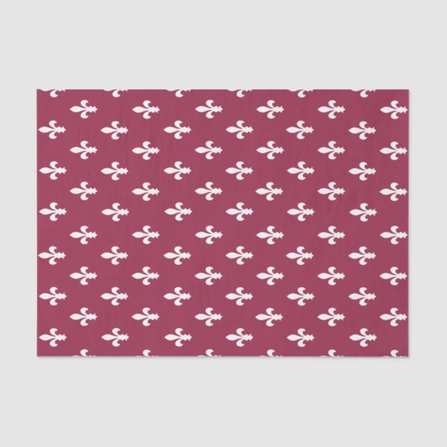 Raspberry Victorian Fleur de Lys Tissue Paper (Front)