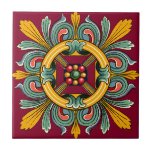 Raspberry Victorian Tile Design