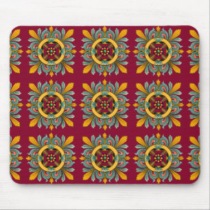 Raspberry Victorian Tile Design Mouse Mat